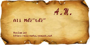 Ali Máté névjegykártya